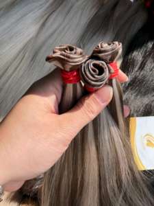 Viet Nam Invisible Genius Premium Extensiones de trama de doble piel 100% Sin procesar Real Raw Virgin Remy Hair Hand Tied Straight - Product Image 3