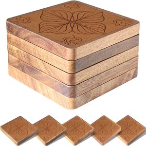 Eco Friendly Wooden <b>Coaster</b> Drink Mat Reusable Drink Mat <b>Heat</b> Resistant for Modern Home Cafe Bar Available At Reasonable Price - Product Image 1