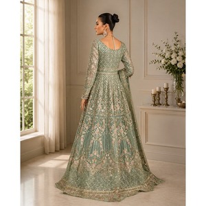Robe de mariée de luxe formelle en organza, avec dupatta en organza, non cousue - Product Image 2
