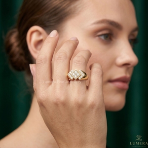9K 10K 14K 18K Gold Round Diamond Cluster <b>Ring</b> for Women | Round Shape <b>CZ</b> Statement <b>Ring</b> | Luxury Fine Jewelry - Product Image 6