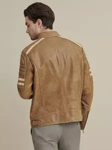 เสื้อแจ็คเก็ตซาฟารีผู้ชายคอกลมกันน้ำคุณภาพพรีเมียม AMERICAN TRENCH CLOTHING 2026 รุ่นสั่งทำพิเศษสำหรับฤดูใบไม้ร่วง ติดกระดุมแถวเดียว ทำจากหนังวัว - Product Image 1