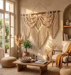 Arte de Pared de Macramé, Decoración del Hogar, Diseño Innovador, Arte de Pared de Algodón Tejido, Precio al por Mayor con la Mejor Calidad, Personalizado - Product Image 6