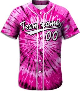 Baseball Jersey Tie Dye Design Personalized Team Name Number Button Down Short Sleeve Sublimated Baseball Softball Team Uniform - Product Image 4