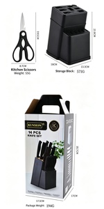 Inventory 14-Piece Knife Set with Block Stainless Steel Chef Knives Scissors and Sharpening <b>Rod</b> Matte Finish Ergonomic Handle - Product Image 6