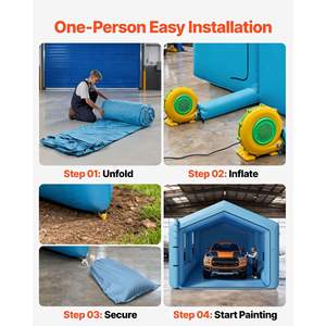 Cabine de peinture gonflable avec souffleurs 950W+1100W pour voiture, camion, meubles, 39,37 x 16,40 x 13,12 pieds, cabine de pulvérisation automobile, toit triangulaire, air - Product Image 5