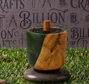 Diffuseur de charbon de bois de luxe en résine et bois, design personnalisé, émeraude, pour copeaux d'oud, Eid Mubarak - Product Image 4