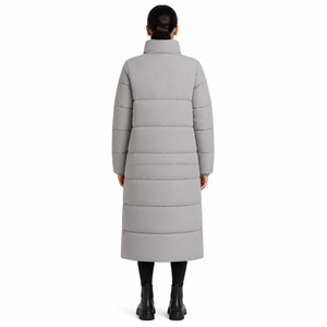 Manteau long matelassé pour femme, col montant, fermeture éclair intégrale, chaud, style décontracté, vente en gros pour fournisseurs - Product Image 2