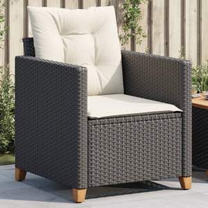 Sedia da giardino in rattan PE bianco crema 24 x 26,4 x 27,2 pollici, colore nero - Product Image 1