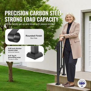 Kit Corrimano per Scale a 1-2 Gradini in Acciaio al Carbonio, Dispositivo di Assistenza per Esterni, Facile Installazione - Product Image 3