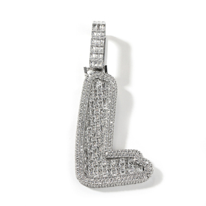 Pendentif en diamant de luxe VVS Moissanite Bijoux Hiphop glacés Lettre initiale TwoTone Pendentif Moissanite personnalisé en argent 925 Hiphop - Product Image 4