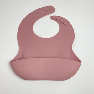 Bavoir bébé en silicone réglable et imperméable avec poche récupératrice de nourriture, bavoir d'alimentation pour nourrissons et tout-petits de qualité alimentaire, facile à nettoyer - Product Image 1