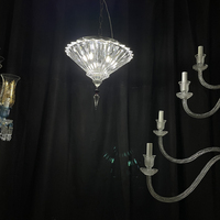 Lustre de luxe en cristal avec abat-jour en verre cannelé, suspension à chaîne dorée, éclairage LED, garantie 3 ans, facile à installer