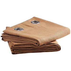 Tende e mantovane in lino naturale 52X84 pollici Set 2 pannelli con occhielli di filtraggio della luce e spessi - Product Image 1
