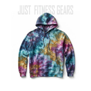 Sweat-shirt à capuche coupe classique en coton 100% coupe-vent avec poches, motif tie-dye personnalisé, style streetwear, logo personnalisé pour homme - Product Image 2
