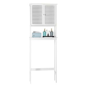 Mobiletto da Bagno FCH Bianco a 2 Ante e 1 Ripiano in Bambù, Scaffale per Stoccaggio in Bagno - Product Image 6