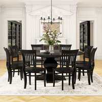 Ensemble de table à manger ronde en bois avec 6 chaises, design traditionnel, meubles de maison stables pour salle à manger