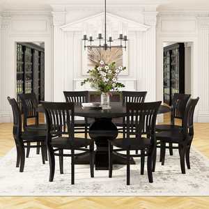 Ensemble de table à manger ronde en bois avec 6 chaises, design traditionnel, meubles de maison stables pour salle à manger - Product Image 3