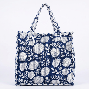 Hand Block Printed Cotton <b>Lunch</b> <b>Bag</b> Reusable Insulated Food Carrier <b>Tote</b> Office School Picnic Travel Zipper Wholesale Supply - Product Image 1