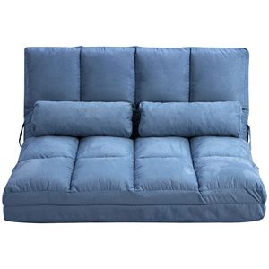Poltrona Letto Pieghevole Blu con Schienale e Poggiatesta Regolabili, Riscaldabile ed Estensibile per Soggiorno - Product Image 1