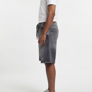 <b>Men's</b> Distressed <b>Jeans</b> Wash Denim Shorts Streetwear Acid Rain Denim Shorts <b>Men</b> High <b>Drawstring</b> Waist <b>Jeans</b> Shorts <b>Mens</b> - Product Image 3