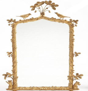 Espejo dorado Art Deco moderno con un elegante diseño geométrico escalonado, disponible a precios de mayorista. - Product Image 5