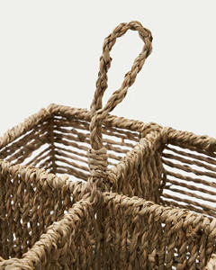 Seagrass Storage <b>Basket</b> With Divider Wicker Organizer Bin For Kitchen Utensil Cutlery Holder Home Storage Solution - Product Image 6