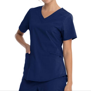 Short Sleeve Hospital <b>Scrub</b> Premium Women's Essentials Stretch V-Neck <b>Scrub</b> Comfortable Hospital Uniforms with Knitted Fabric - Product Image 2