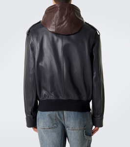 Chaqueta Bomber de Cuero Negra para Hombre con Capucha y Cierre de Cremallera, Abrigo de Invierno Elegante y Moderno, Calidad Premium Personalizada - Product Image 4