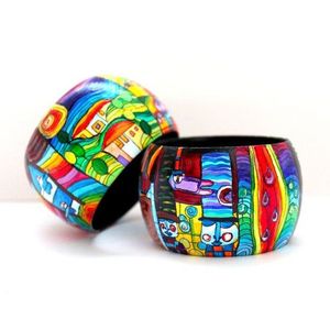 ชุดกำไลข้อมือไม้ลายดั้งเดิมวาดด้วยมือ งานศิลปะอินเดีย RR ENTERPRISES - Product Image 5