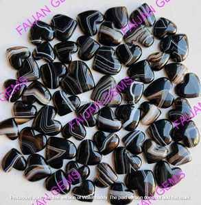 Agate Sulemani noire rayée naturelle, cabochon poli, écologique, porte-bonheur, pierre précieuse en vrac pour la fabrication de bagues, pendentifs et bijoux - Product Image 4