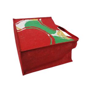 Sacs à provisions en jute à imprimé élégant avec poignée en toile de coton motif géométrique sac fourre-tout de plage à usage quotidien pour femme - Product Image 4