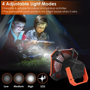 Ventole indossabili portatili USB ricaricabile da campeggio lanterna ventilatore 4 luce 3 modalità vento di emergenza Power Bank telecomando appeso - Product Image 4