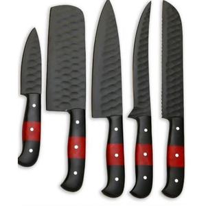 Stainless Steel Chef <b>Knife</b> <b>Set</b> 5-Piece Handmade <b>Sharp</b> Black Powder Coated Kitchen <b>Knives</b> Non-Slip Comfort Handles Daily Use - Product Image 4