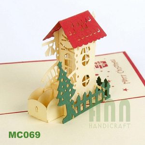 Tarjetas de Felicitación de Papel 3D con Corte Láser e Impresión UV Personalizadas, con Diseño de Zapatos y Casa Navideños, para Invitaciones en Navidad, Hechas en Vietnam - Product Image 4