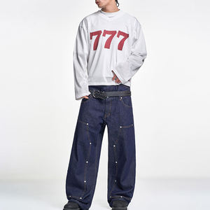 OEM Factory Custom Number Print V Neck Long Sleeve <b>T</b> <b>Shirt</b> for Men Mesh Long Sleeve Causal Oversized Fit Jersey <b>T</b> <b>Shirts</b> - Product Image 1