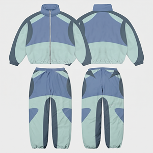 Custom Printed Regular Fit Casual Solid Windbreaker Tracksuit for <b>Men</b>-100% Nylon Two-Piece Jacket and Trouser Set - Product Image 3