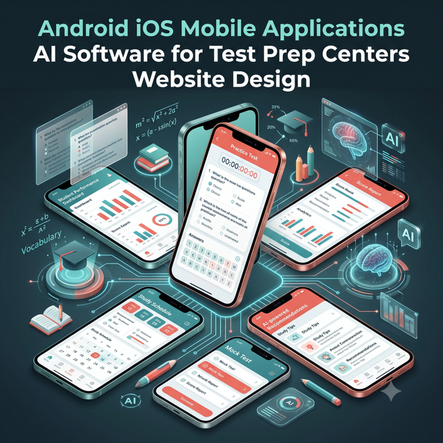 Android iOS Mobile Applications AI Software for Test Prep Centers Website Design WordPress Shopify Plugin AI ERP CRM Software