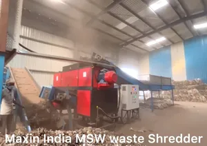 Broyeur de déchets solides municipaux à forte demande, machine de broyage de plastique semi-automatique à double arbre électrique - Product Image 4