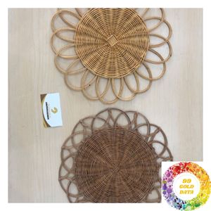 Set de table rustique en rotin naturel tressé en forme de fleur, décoration de table bohème pour la maison, la cuisine, le café et les événements - Product Image 4