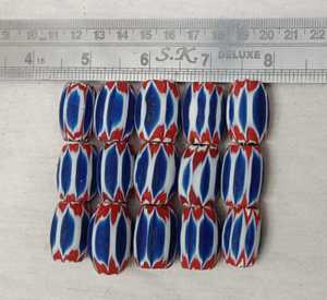 Chevron Glass Trade <b>Beads</b> Blue Red Striped Barrel Millefiori <b>Beads</b> T.A.GLASS BE Brand Opp Bag Packaging for Jewelry Making - Product Image 4