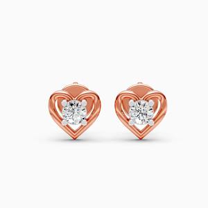 Pendientes solitarios con diamante cultivado en laboratorio de 0.17 quilates en forma de corazón, en oro amarillo, blanco y rosa de 9 quilates. - Product Image 3