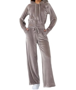 Traje informal de moda para mujer Otoño Invierno conjunto de 2 piezas de manga larga Color sólido terciopelo con capucha pantalones de chándal trajes deportivos 2026 - Product Image 3
