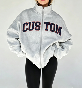 Sweat-shirt d'hiver uni respirant style universitaire à col roulé en tissu polaire décontracté avec lettres brodées sur le devant pour OEM - Product Image 2