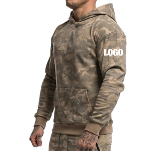 Sudadera con Capucha de Camuflaje para Hombre, Manga Larga, Corte Regular, Informal, para Otoño, con Bolsillos Laterales, Cierre con Cordón, Logotipo - Product Image 1