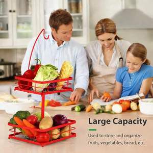 Panier de rangement métallique robuste pour l'organisation domestique, grand bac de rangement en fil métallique pour cuisine, garde-manger, placard et étagères - Product Image 2