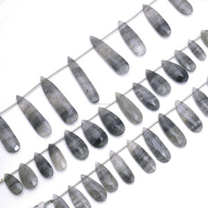 Perles de pierres précieuses en quartz noir naturel facetté en forme de poire, faites à la main pour la fabrication de bijoux, colliers, boucles d'oreilles, bracelets - Product Image 1