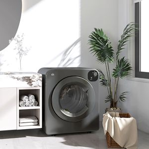 Sèche-linge électrique compact portable 1300W, tambour en acier inoxydable de 3,2 pieds cubes, chargement frontal, couleur gris, idéal pour les petits espaces - Product Image 2