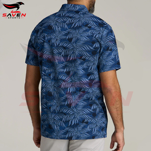 Polo homme personnalisé de haute qualité, imprimé, décontracté, été, bleu, imprimé palmiers, manches courtes, respirant, pour le golf - Product Image 3