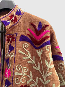 Chaqueta de Mujer para Otoño, Talla Grande, con Cuello Mao, Manga Larga, Bordado Floral a Mano en Algodón - Product Image 5