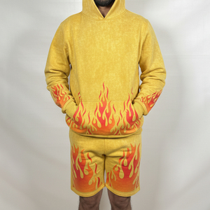 Conjunto de Sudadera con Capucha y Pantalones Cortos 100% Algodón, Estampado Deportivo, Manga Larga, Personalizable con Logotipo, Ropa Deportiva para Hombre - Product Image 3